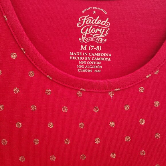Faded Glory new Red dress with gold polka dots (Medium 7-8) - Picture 3 of 8